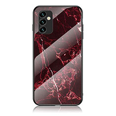 Coque Contour Silicone et Vitre Motif Fantaisie Miroir Etui Housse pour Samsung Galaxy M23 5G Rouge