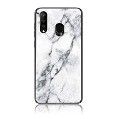 Coque Contour Silicone et Vitre Motif Fantaisie Miroir Etui Housse pour Samsung Galaxy M30 Blanc