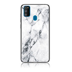 Coque Contour Silicone et Vitre Motif Fantaisie Miroir Etui Housse pour Samsung Galaxy M30s Blanc