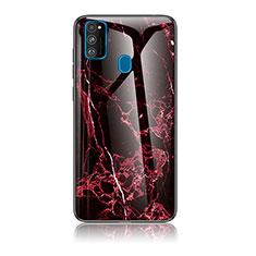 Coque Contour Silicone et Vitre Motif Fantaisie Miroir Etui Housse pour Samsung Galaxy M30s Rouge