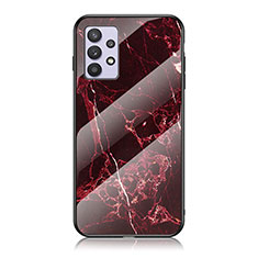 Coque Contour Silicone et Vitre Motif Fantaisie Miroir Etui Housse pour Samsung Galaxy M32 5G Rouge