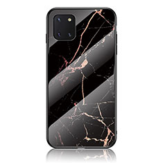 Coque Contour Silicone et Vitre Motif Fantaisie Miroir Etui Housse pour Samsung Galaxy M60s Or et Noir