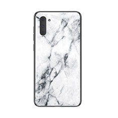 Coque Contour Silicone et Vitre Motif Fantaisie Miroir Etui Housse pour Samsung Galaxy Note 10 5G Blanc