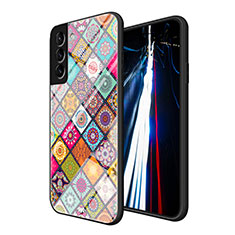 Coque Contour Silicone et Vitre Motif Fantaisie Miroir Etui Housse pour Samsung Galaxy S22 Plus 5G Colorful