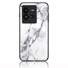 Coque Contour Silicone et Vitre Motif Fantaisie Miroir Etui Housse pour Vivo iQOO 10 Pro 5G Blanc