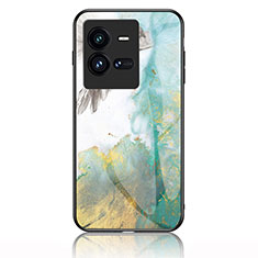 Coque Contour Silicone et Vitre Motif Fantaisie Miroir Etui Housse pour Vivo iQOO 10 Pro 5G Vert