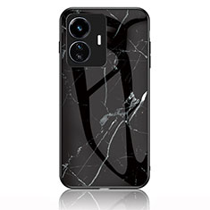 Coque Contour Silicone et Vitre Motif Fantaisie Miroir Etui Housse pour Vivo iQOO Z6 Lite 5G Noir