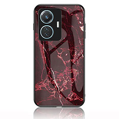 Coque Contour Silicone et Vitre Motif Fantaisie Miroir Etui Housse pour Vivo T1 4G Rouge