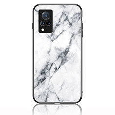 Coque Contour Silicone et Vitre Motif Fantaisie Miroir Etui Housse pour Vivo V21 5G Blanc