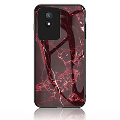 Coque Contour Silicone et Vitre Motif Fantaisie Miroir Etui Housse pour Vivo Y02 Rouge