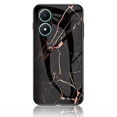 Coque Contour Silicone et Vitre Motif Fantaisie Miroir Etui Housse pour Vivo Y02S Or et Noir