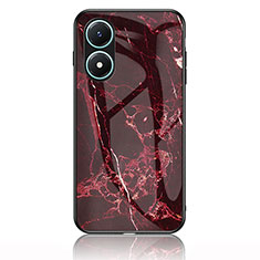 Coque Contour Silicone et Vitre Motif Fantaisie Miroir Etui Housse pour Vivo Y02S Rouge