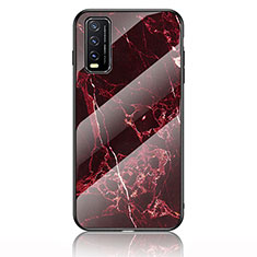 Coque Contour Silicone et Vitre Motif Fantaisie Miroir Etui Housse pour Vivo Y11s Rouge