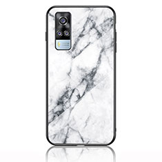 Coque Contour Silicone et Vitre Motif Fantaisie Miroir Etui Housse pour Vivo Y51 (2021) Blanc