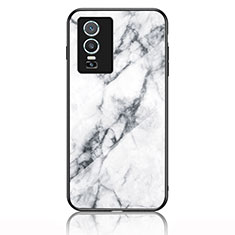 Coque Contour Silicone et Vitre Motif Fantaisie Miroir Etui Housse pour Vivo Y76s 5G Blanc