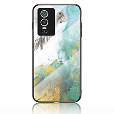 Coque Contour Silicone et Vitre Motif Fantaisie Miroir Etui Housse pour Vivo Y76s 5G Vert