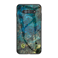 Coque Contour Silicone et Vitre Motif Fantaisie Miroir Etui Housse pour Xiaomi Black Shark 4S 5G Bleu