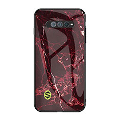 Coque Contour Silicone et Vitre Motif Fantaisie Miroir Etui Housse pour Xiaomi Black Shark 4S Pro 5G Rouge