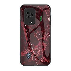 Coque Contour Silicone et Vitre Motif Fantaisie Miroir Etui Housse pour Xiaomi Black Shark 5 5G Rouge