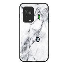 Coque Contour Silicone et Vitre Motif Fantaisie Miroir Etui Housse pour Xiaomi Black Shark 5 Pro 5G Blanc