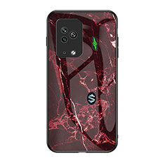 Coque Contour Silicone et Vitre Motif Fantaisie Miroir Etui Housse pour Xiaomi Black Shark 5 Pro 5G Rouge