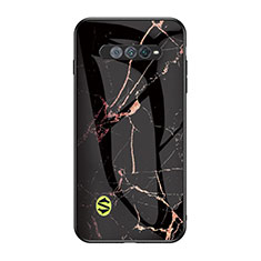 Coque Contour Silicone et Vitre Motif Fantaisie Miroir Etui Housse pour Xiaomi Black Shark 5 RS 5G Or et Noir