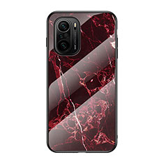 Coque Contour Silicone et Vitre Motif Fantaisie Miroir Etui Housse pour Xiaomi Mi 11i 5G Rouge