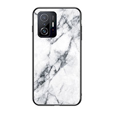 Coque Contour Silicone et Vitre Motif Fantaisie Miroir Etui Housse pour Xiaomi Mi 11T 5G Blanc