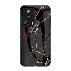 Coque Contour Silicone et Vitre Motif Fantaisie Miroir Etui Housse pour Xiaomi Mi 12 Lite NE 5G Or et Noir