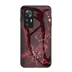Coque Contour Silicone et Vitre Motif Fantaisie Miroir Etui Housse pour Xiaomi Mi 12T 5G Rouge