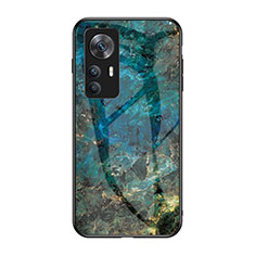 Coque Contour Silicone et Vitre Motif Fantaisie Miroir Etui Housse pour Xiaomi Mi 12T Pro 5G Bleu