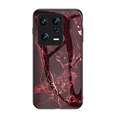 Coque Contour Silicone et Vitre Motif Fantaisie Miroir Etui Housse pour Xiaomi Mi 13 5G Rouge