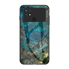 Coque Contour Silicone et Vitre Motif Fantaisie Miroir Etui Housse pour Xiaomi Poco C40 Bleu