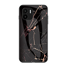 Coque Contour Silicone et Vitre Motif Fantaisie Miroir Etui Housse pour Xiaomi Poco C51 Or et Noir