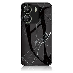 Coque Contour Silicone et Vitre Motif Fantaisie Miroir Etui Housse pour Xiaomi Poco C65 Noir