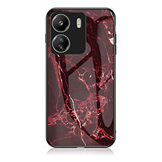 Coque Contour Silicone et Vitre Motif Fantaisie Miroir Etui Housse pour Xiaomi Poco C65 Rouge