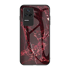 Coque Contour Silicone et Vitre Motif Fantaisie Miroir Etui Housse pour Xiaomi Poco F4 5G Rouge