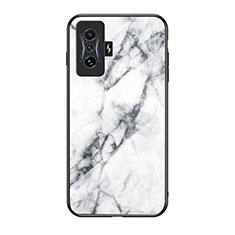 Coque Contour Silicone et Vitre Motif Fantaisie Miroir Etui Housse pour Xiaomi Poco F4 GT 5G Blanc