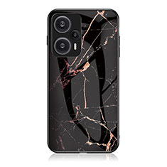 Coque Contour Silicone et Vitre Motif Fantaisie Miroir Etui Housse pour Xiaomi Poco F5 5G Or et Noir