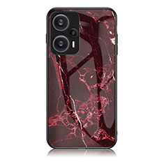 Coque Contour Silicone et Vitre Motif Fantaisie Miroir Etui Housse pour Xiaomi Poco F5 5G Rouge