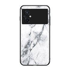 Coque Contour Silicone et Vitre Motif Fantaisie Miroir Etui Housse pour Xiaomi Poco M5 4G Blanc
