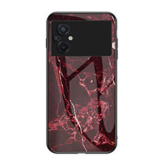 Coque Contour Silicone et Vitre Motif Fantaisie Miroir Etui Housse pour Xiaomi Poco M5 4G Rouge