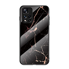 Coque Contour Silicone et Vitre Motif Fantaisie Miroir Etui Housse pour Xiaomi Poco X4 NFC Or et Noir