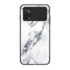 Coque Contour Silicone et Vitre Motif Fantaisie Miroir Etui Housse pour Xiaomi Poco X4 Pro 5G Blanc