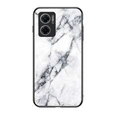 Coque Contour Silicone et Vitre Motif Fantaisie Miroir Etui Housse pour Xiaomi Redmi 10 5G Blanc