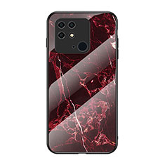 Coque Contour Silicone et Vitre Motif Fantaisie Miroir Etui Housse pour Xiaomi Redmi 10 Power Rouge