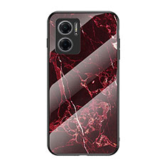 Coque Contour Silicone et Vitre Motif Fantaisie Miroir Etui Housse pour Xiaomi Redmi 10 Prime Plus 5G Rouge