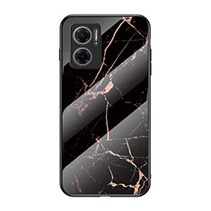 Coque Contour Silicone et Vitre Motif Fantaisie Miroir Etui Housse pour Xiaomi Redmi 11 Prime 5G Or et Noir
