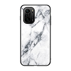 Coque Contour Silicone et Vitre Motif Fantaisie Miroir Etui Housse pour Xiaomi Redmi K40 Pro 5G Blanc