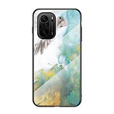 Coque Contour Silicone et Vitre Motif Fantaisie Miroir Etui Housse pour Xiaomi Redmi K40 Pro 5G Vert